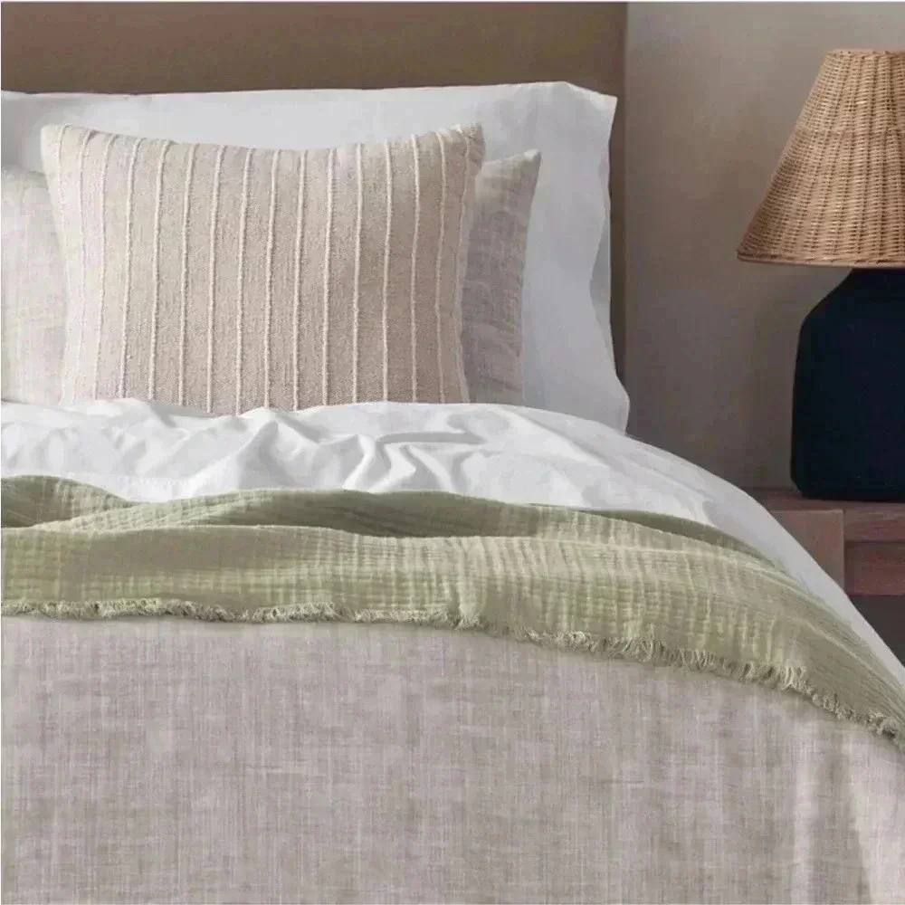 NWT Nate Home by Nate Berkus Matelasse‎ Blanket with Fringe, F/Q, Lichen